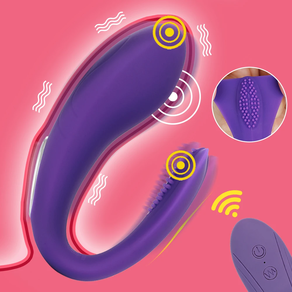 Remote Mermaid Wireless Control Couples Vibrator 12Speed G Spot Clitoral Massager Dual Motors U Vibrator A_voghion.com