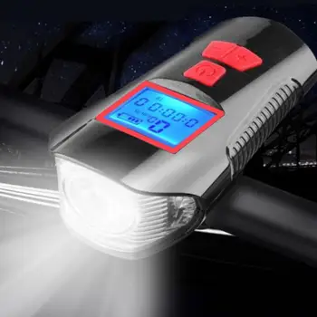 

USB Digital Bicycle Light Lamp & Bike Computer 4 Mode Horn Flashlight Cycle Bike Speedometer Led Front Lights Cycling Headlight