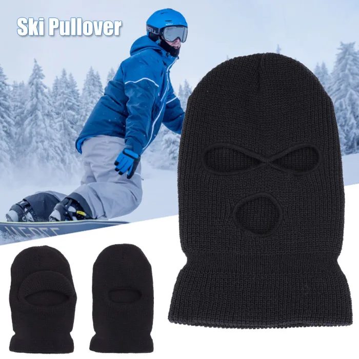 Лыжная маска с 3 отверстиями, шапка, маска для лица, вязаная шапка, зимняя теплая шапка BB55