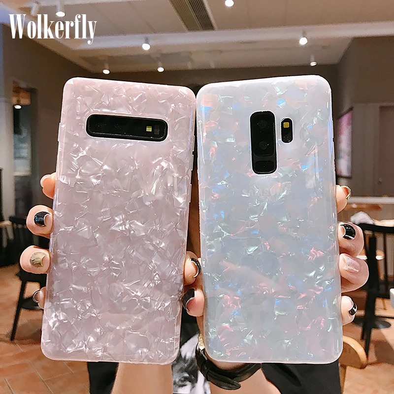 

Colorful Conch Glitter Case For Samsung Galaxy S10E S8 S9 S10 Plus S7 Edge Note 9 8 J2 J7 Prime J5 2016 A10 M10 M20 Holder Cover