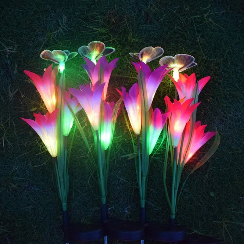 

Lawn Decorative Landscape Pathway Solar Powered LED Artificial Flower Lamp Butterfly Stake Light Garden Yard