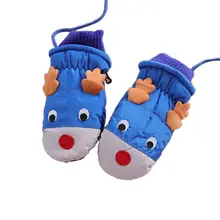 Детские лыжные перчатки с рисунком лося, водонепроницаемые Нескользящие Детские Варежки