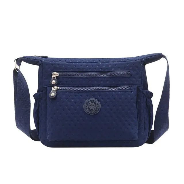 Travel Female Male Crossbody Bags Zipper Multiple Pocket Handbag Casual Waterproof Nylon Women Shoulder Messenger Bag Dark blue