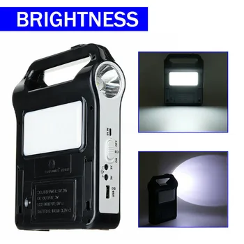 

In Lighting Portable Solar Panel Generator System USB Port Built Lamp DC120