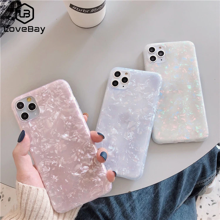 

Lovebay Glitter Conch Bling Case For iPhone 11 Pro 6 6s 7 8 Plus X XR XS Max Lovely Soft TPU Silicone Solid Color Phone Cases