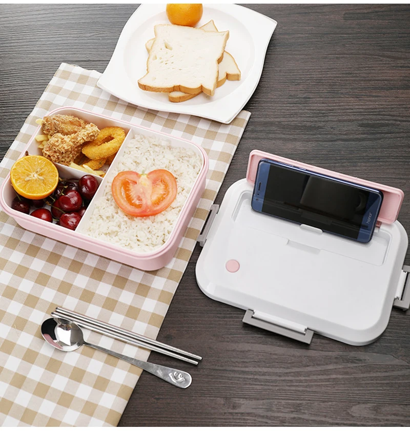 QL микроволновый нагрев Ланч-бокс креативный телефон стенд Bento box обеденный контейнер для еды, судок для детей для школы и пикника офисных работников