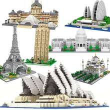 Bloques de construcción de la Torre Eiffel Big Ben para niños, juguete de construcción con ladrillos de la Torre Eiffel de Londres, el Capitolio de la Opera de Sidney, Taj Mahal