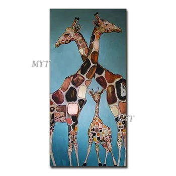 

The Giraffe Picture Hand-painted High Quality Modern Abstract Green Landscape Oil Painting on Canvas Textured Knife Oil Painting