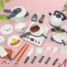 Ensemble de jouets de cuisine pour enfants, 26 pièces, pour faire semblant de jouer à la cuisinière à Induction, ustensiles de cuisine, Hot Dog, frites, Pizza, petit déjeuner