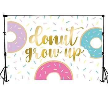 

Photography Backdrop Baby Girl Donut Grow Up Pattern Birthday Party Banner Photo Studio Background Cake Table Scene Setter Decor