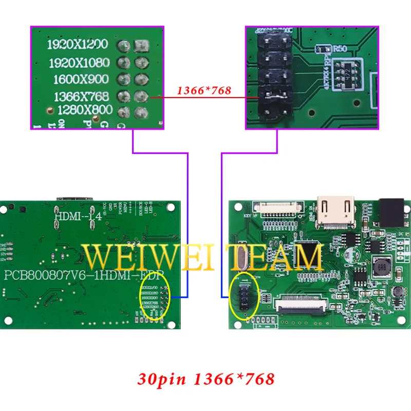 1366x768 edp 30 pin Hdmi Edp 30 контактов универсальная плата контроллера Поддержка 10,1-17,3 дюймовый ЖК-экран 1280*800 1600*900 1366*768 1920*1080 1920*1200 - Цвет: 1366x768 edp 30 pin