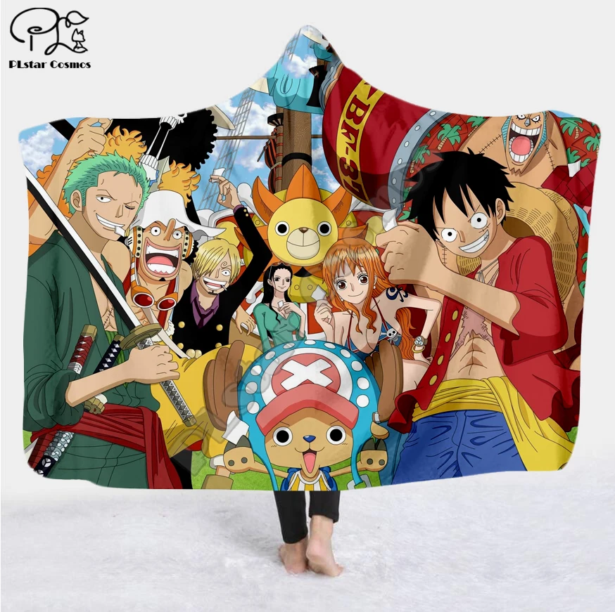 

Anime One Piece Cartoon Paintings Blanket Hooded Blanket 3D full print Wearable Blanket Adults men women Blanket style-7