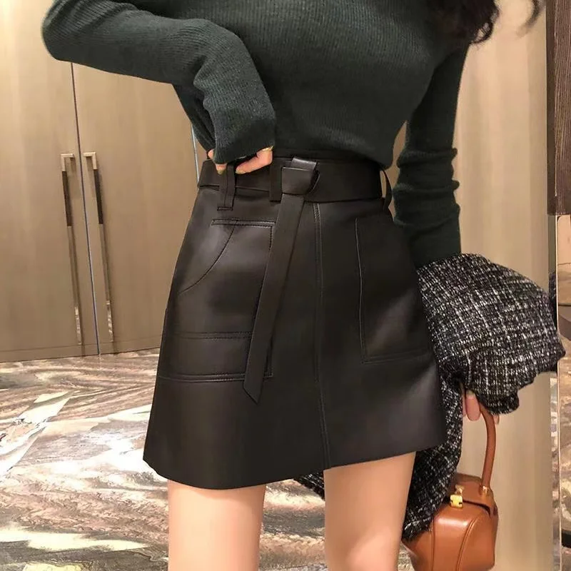 Gonna in pelle primavera ed estate gonna piccola in pelle da donna 2021  nuova borsa gonna alla moda gonna a trapezio nera a vita alta  coreana.|Skirts| - AliExpress
