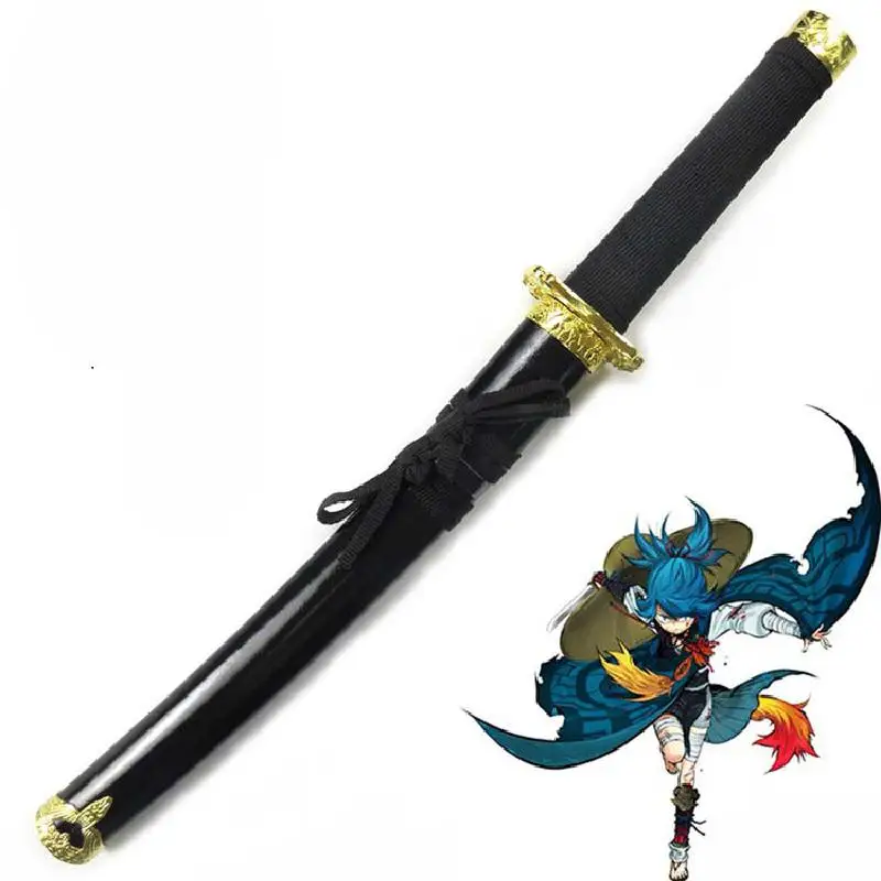 

Sword Flurry Xiao Ye Left Text Short Knife Cosplay Anime Show Weapon Props Equipment Wooden Blade Wooden Sword Toy