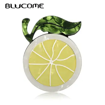 

Blucome Orange Lemon With Green Leaves Brooches Pins Women Kids Handmade Fruit Style Brooch Hats Dress Badges Scarf Accessory