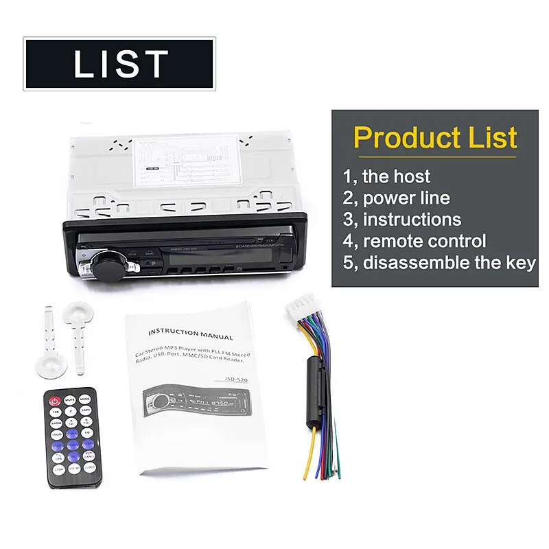 

Car MP3 Auto Multimedia Player 12V Bluetooth Autoradio MP3 Music Player Car Stereo Radio Input Receiver USB
