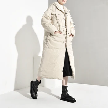 

2019 Winter Jacket Women Winter New Fashion Women Loose Plus Casual Knee Thicker Hooded Down Jacket Womens Coats Winter