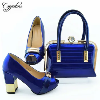 

Latest royal blue office lady high heel shoes and handbag sets MD006 heel height 9.5cm free shipping