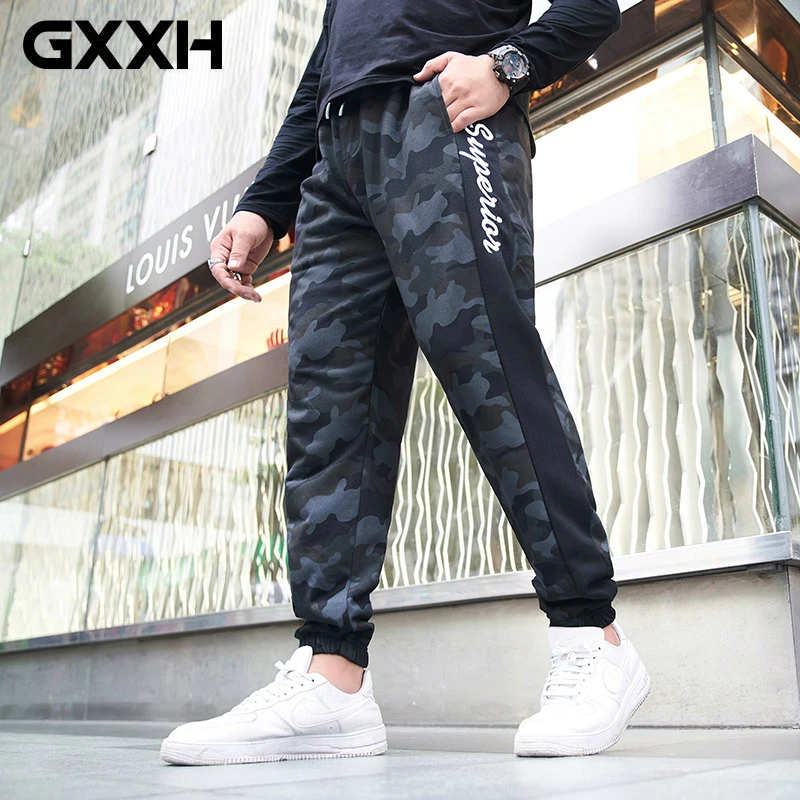 GXXH, большие мужские модные брендовые осенние мужские штаны-шаровары для бега, мужские камуфляжные штаны, свободные камуфляжные повседневные брюки, большие размеры