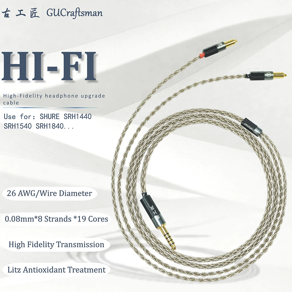 GUCraftsman 6N Single Crystal Silver MMCX For SHURE SRH1440 SRH1540 SRH1840 4Pin XLR 4.4MM Balance Headphone upgrade cable | Электроника