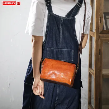 

2020 New Vintage Leather Women's Bags Female Crossbody Small Messenger Bag Genuiner Leather Retro Shoulder Bag Casual Phone Bags