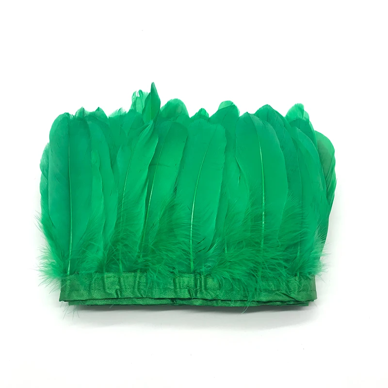 Горячая гусиное перо планки 1 м/лот окрашенные настоящие гуси перо ленты с бахромой для платья юбка Ткань Пояс декоративная одежда - Цвет: Зеленый