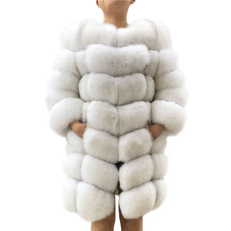 Женское меховое пальто зимнее длинное из натурального меха лисы меха|Шубы и