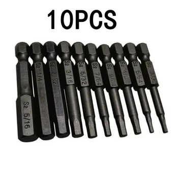 

10Pcs/ Set Hex Magnetic Head Allen Wrench Drill Bits 1/4" Shank Screwdrivers