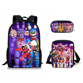 

Fashion 3PCs/set Students School Bag Set Five Nights At Freddys Design Primary Chidren's Book Bags Large Shoulder Backpack Set