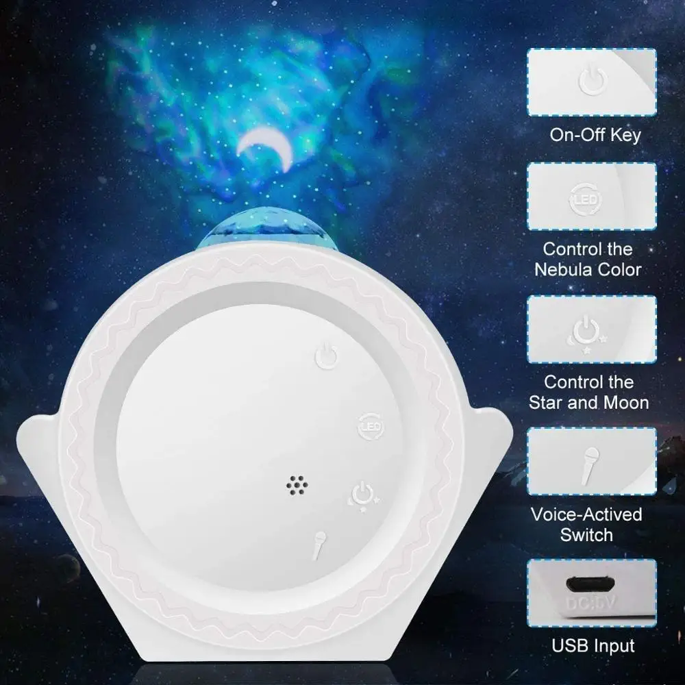 Проектор Stary Sky 6 цветов Океанский машущий свет светодиодный ночник туманность