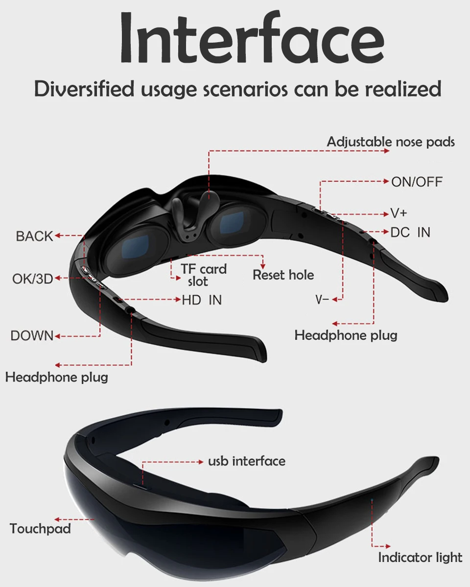 K600S New FPV 3D video glasses Android4.4