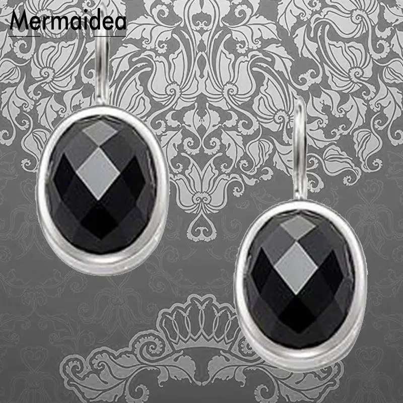 Черные граненые овальные хрустальные лебединые серьги капли на шею модные