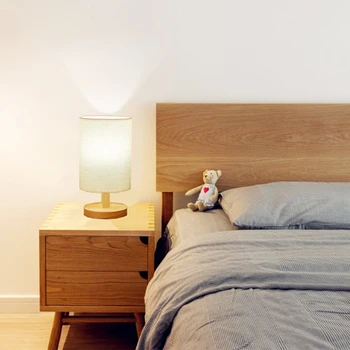 

Smart Home Us Plug Wifi Table Lamp,Alexa Voice Control,Minimalist Solid Wood Bedside Desk Lamp