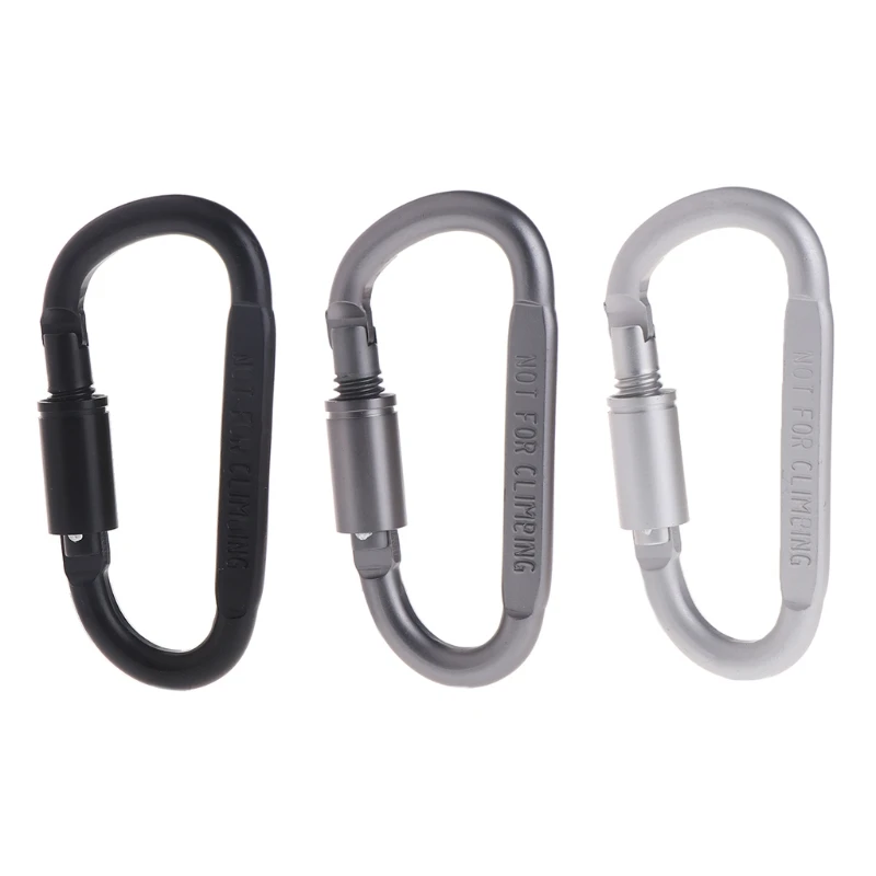 

D Shaped Camping Carabiner Aluminum Alloy Locking Hook Ring Key Climbing Tools