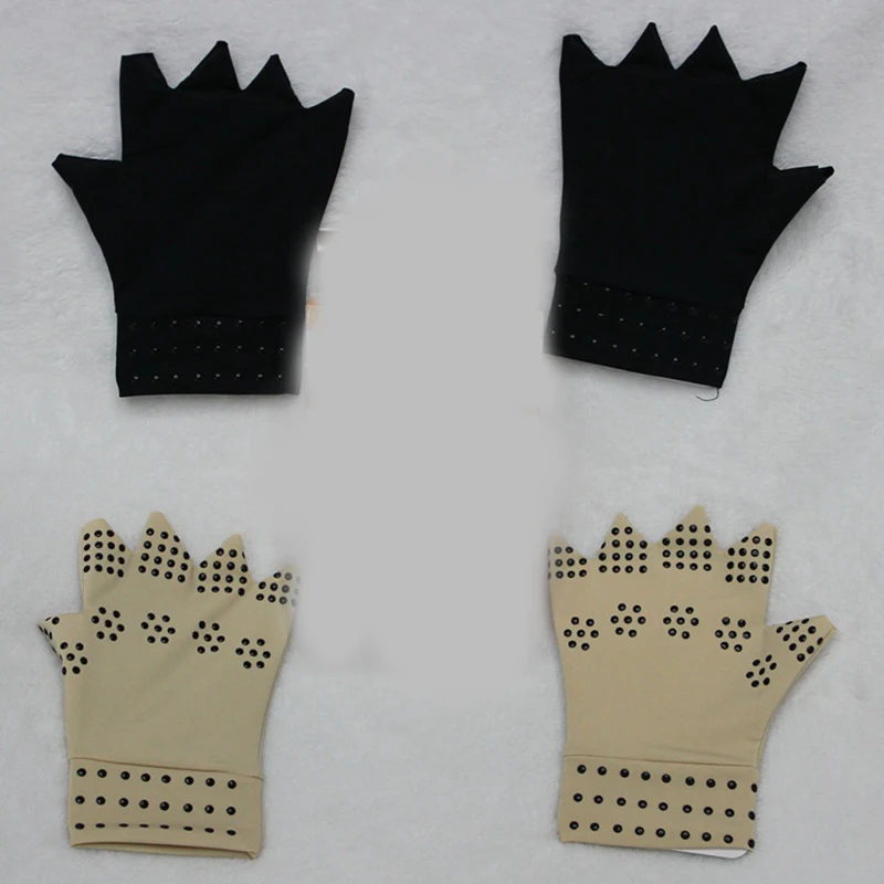 Магнитные анти артрит здоровья компрессионные терапевтические перчатки без пальцев перчатки здоровья- черный