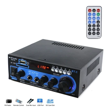 

HIFI 2CH 60W Audio Power Amplifier FM USB SD Mini Mic Bluetooth Stereo Audio Amplifier For Car Home Theater Sound System