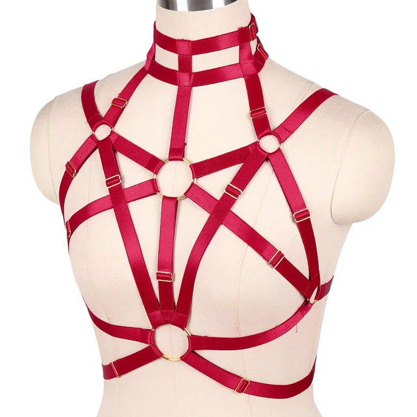 Body Harness Bra Red Top Cage Breast Belt Plus Size Elastic Frame Triangle Night Clubs Gothic Punk Women Strappy Sexy Lingerie