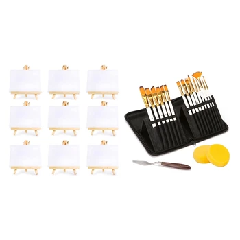 

1 Set Oil Brush Sets Oil Brush Portable Set & 10 Set Artists Mini Canvas Set Painting Craft