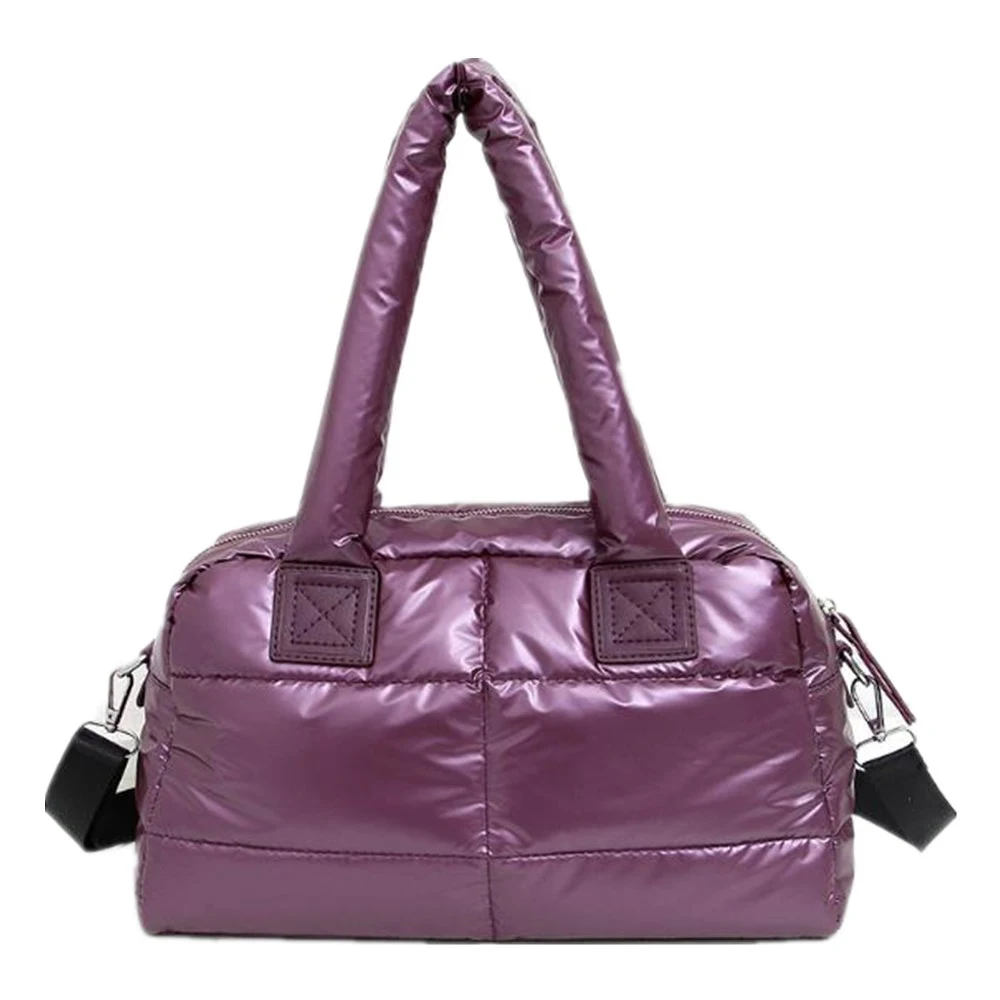 

New Winter Handbag Space Cotton Handbag Casual Lady Bag Bale Feather Down Fashion Bright Shoulder Bag Female Large Capacity Tote