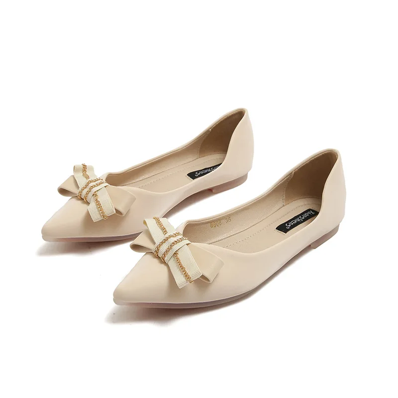 Women Fashion Light Weight Bow Tie Slip on Flat Shoes for Office Ladies