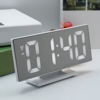

Digital Alarm Clock Multifunction LED Mirror Electronic Clocks with Temperature Calendar LCD Display Digital Table Mirror Clock