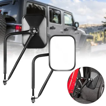 

2pcs Driving Door Hinge Mirrors Easy Install Clear Universal Rectangular Bolt On Side View Adjustable For Jeep JK JL 07-18
