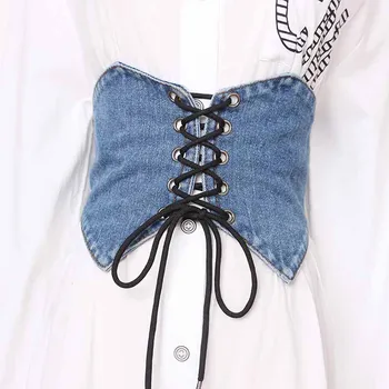 

Denim Wide Belts Female High Waist Vintage Women's Belt For Dresses Accessories Autumn spring Fashion Tide 2020