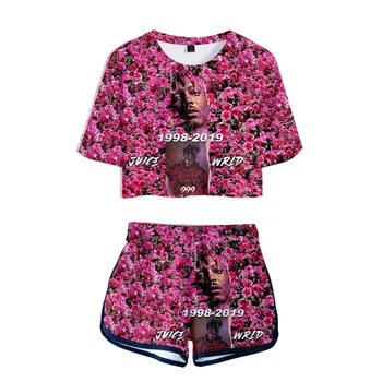 

2019 R.I.P. American Rapper Juice WRLD Jarad Anthony Higgins 3D Two Pieces sets Women Fashion Casual T-shirt+shorts Clothes
