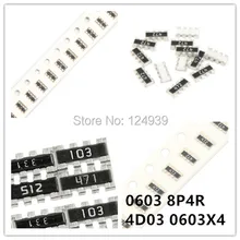 100pcs 0603x4 2*4P 0603*4 0603 8P4R J 5% 30ohm Resistor Rede matriz 30R 4D03 33R 33ohm 36R 36ohm 39R 39ohm 43R 43ohm 47R 47ohm