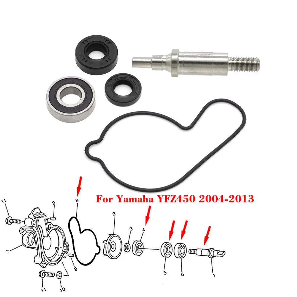 Water Pump Impeller Shaft Seal Bearing Gasket For Yamaha YZF 450 YZF450 YZ450F WR450F 2004 2013