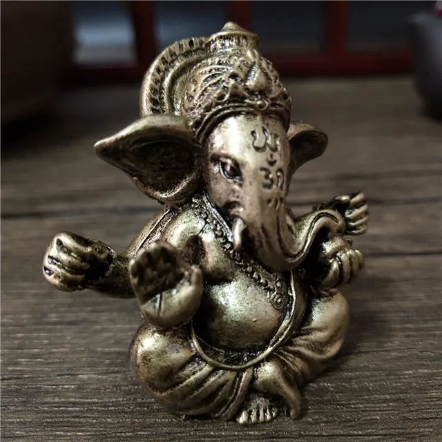 Statue de seigneur Ganesha couleur Bronze, ornements de bouddha, Sculpture d'éléphant de dieu hindou, décoration de maison et de bureau, Statues de bouddha 5