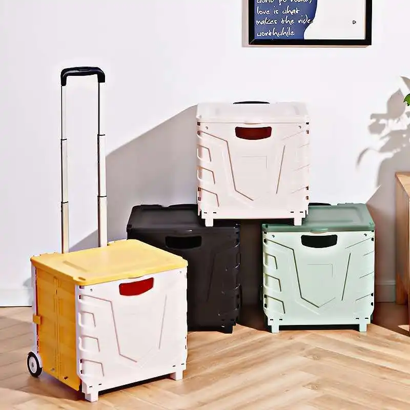 

Plastic Folding Storage Box With Wheel Travel Trolley Case Household Car Organizing Toy Storage Folding Box Bins Luggage ZH254