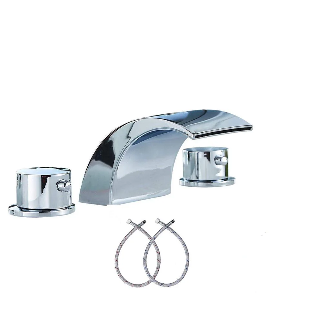 Led Light 3 Colors Two Handles Widespread Bathroom Sink Faucet No Need Battery Faucets Chrome Finish | Обустройство дома