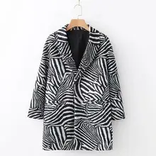 Женское шерстяное Свободное пальто с длинным рукавом и принтом, уличная одежда, осенне-зимнее женское пальто